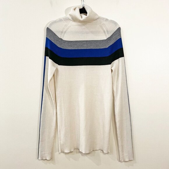 Like New Athleta Brookshire Merino Blend Colorblock Stripe Sweater White XS - Picture 3 of 7
